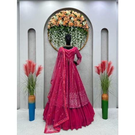 ATTRACTIVE GEORGETTE TOP LEHENGA WITH DUPATTA