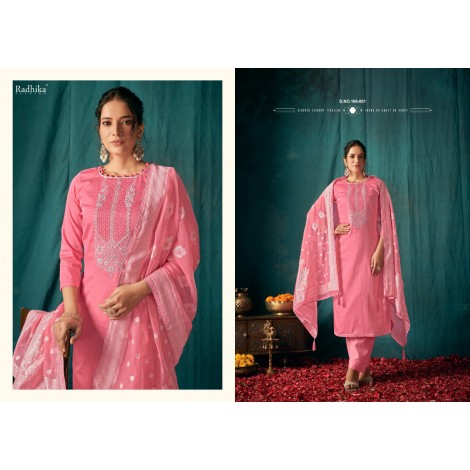 ELEGANT ZAM COTTON SUIT SET WITH JAQUARD DUPATTA AND SWAROVSKI WORK FOR WOMEN