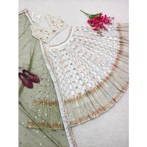 FAUX GEORGETTE LEHENGA CHOLI WITH DUPATT SET