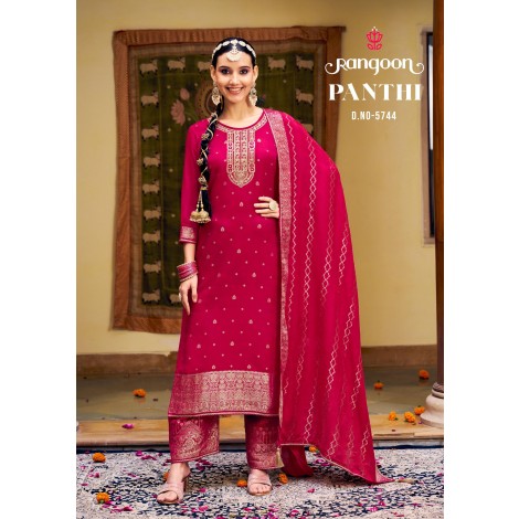 PANTHI PURE MUSLIN JACQUARD READYMADE SUIT