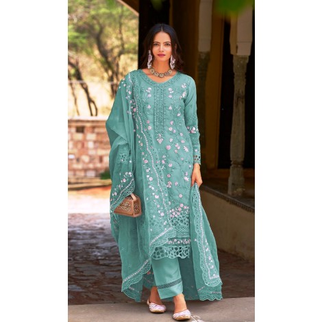 PURE ORGANZA WITH EMBROIDERY WORK 