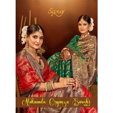 SAROJ SAREE ALAKNANDA ORGANZA SWAROSKI