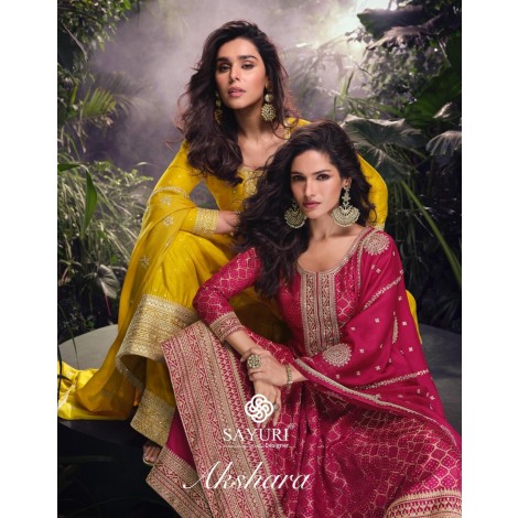 SAYURI DESIGNER AKSHARA PURE VISCOSE JACQUARD SILK SUIT