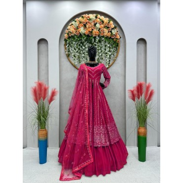 ATTRACTIVE GEORGETTE TOP LEHENGA WITH DUPATTA