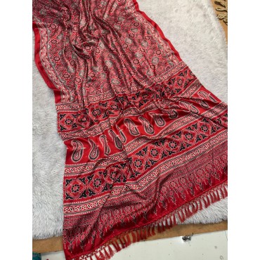 BEAUTIFUL DESIGN PURE LAGDI GAJJI SOFT SILK AJRAKH BANDHEJ SAREE