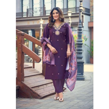 FANCY SILK KURTI BOTTOM DUPATTA SET 