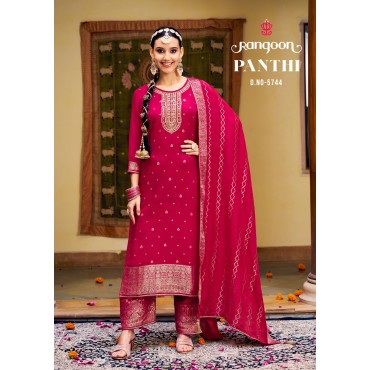 PANTHI PURE MUSLIN JACQUARD READYMADE SUIT