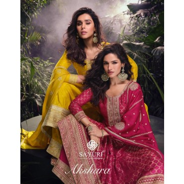 SAYURI DESIGNER AKSHARA PURE VISCOSE JACQUARD SILK SUIT