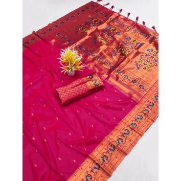 SOFT WITH COPPER ZARI SILK HARMONY PAITHANI SAREE
