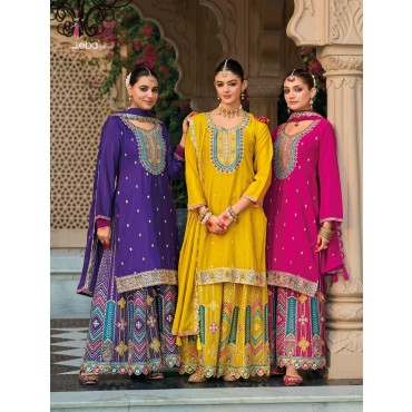 Women's Heavy Chinon Embroidery Work Suits