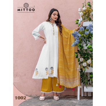 EXCLUSIVE FLARED KURTI PANT DUPATTA SET.