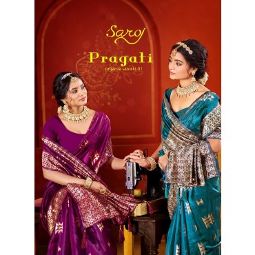 SOFT ORGANZA RICH PALLU SWAROVSKI SAREE