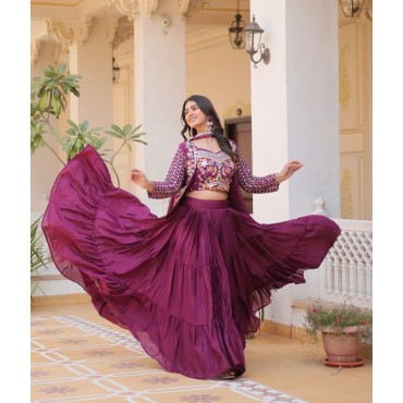 PURE CHINON LEHENGA & BLOUSE WITH DUPATTA