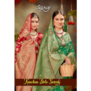 SOFT DOLA SILK RICH  PALLU KANCHAN DOLA SWAROVSKI