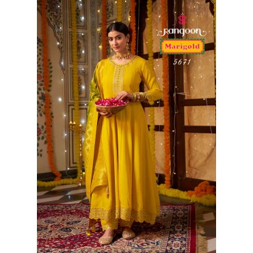 STYLISH RANGOON MARIGOLD ANARKALI PATTERN SUIT 